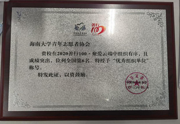 我校在2020年中国扶贫基金会善行100志愿活动中成绩突出